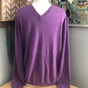 John W. Nordstrom Cashmere Cotton Sweater Men's size L Lavender Purple V Neck